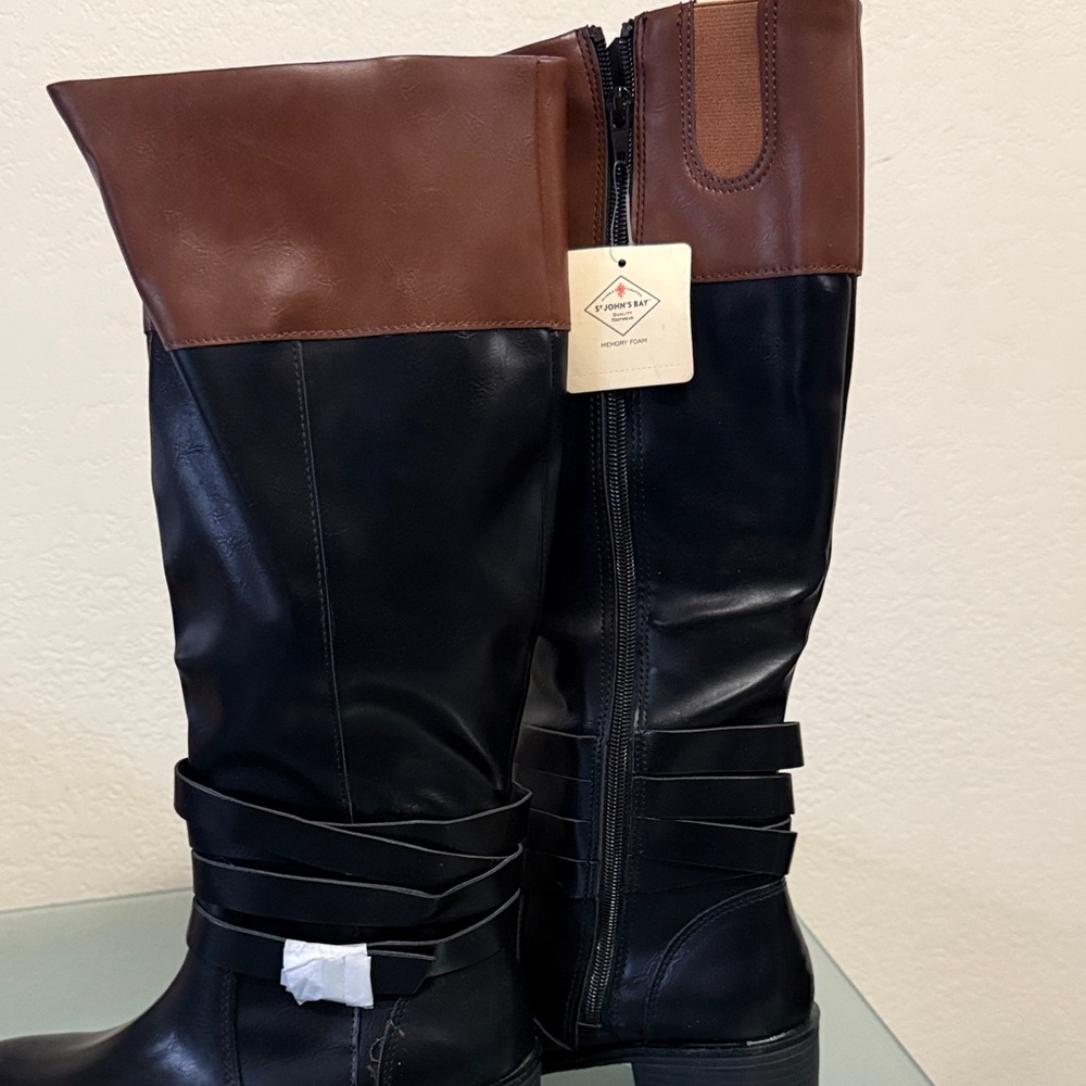 St. John's Bay Black and Brown Over the Knee Riding Boots - Picture 9 of 10